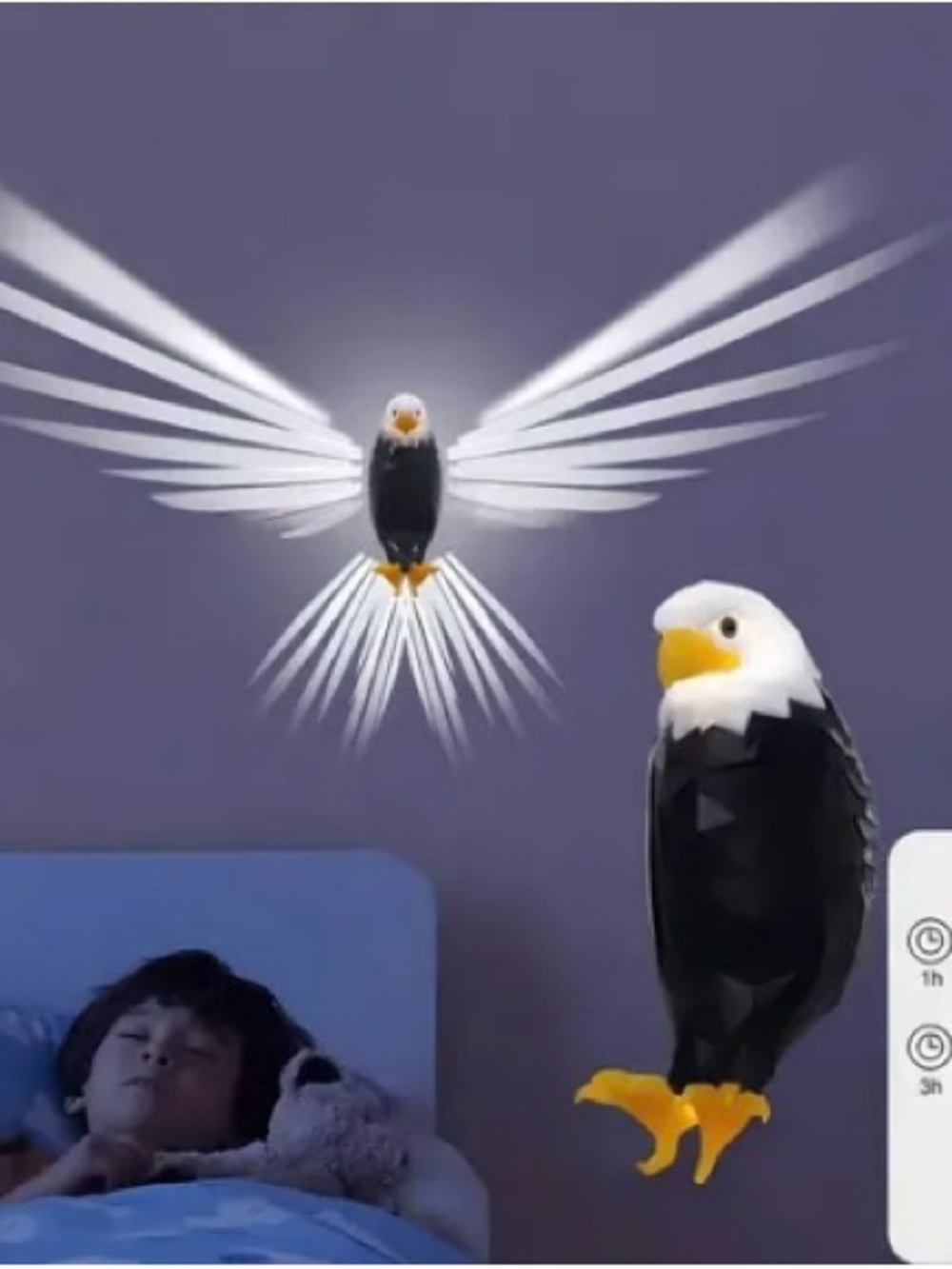 Decorative Eagle Night Light - White & Black
